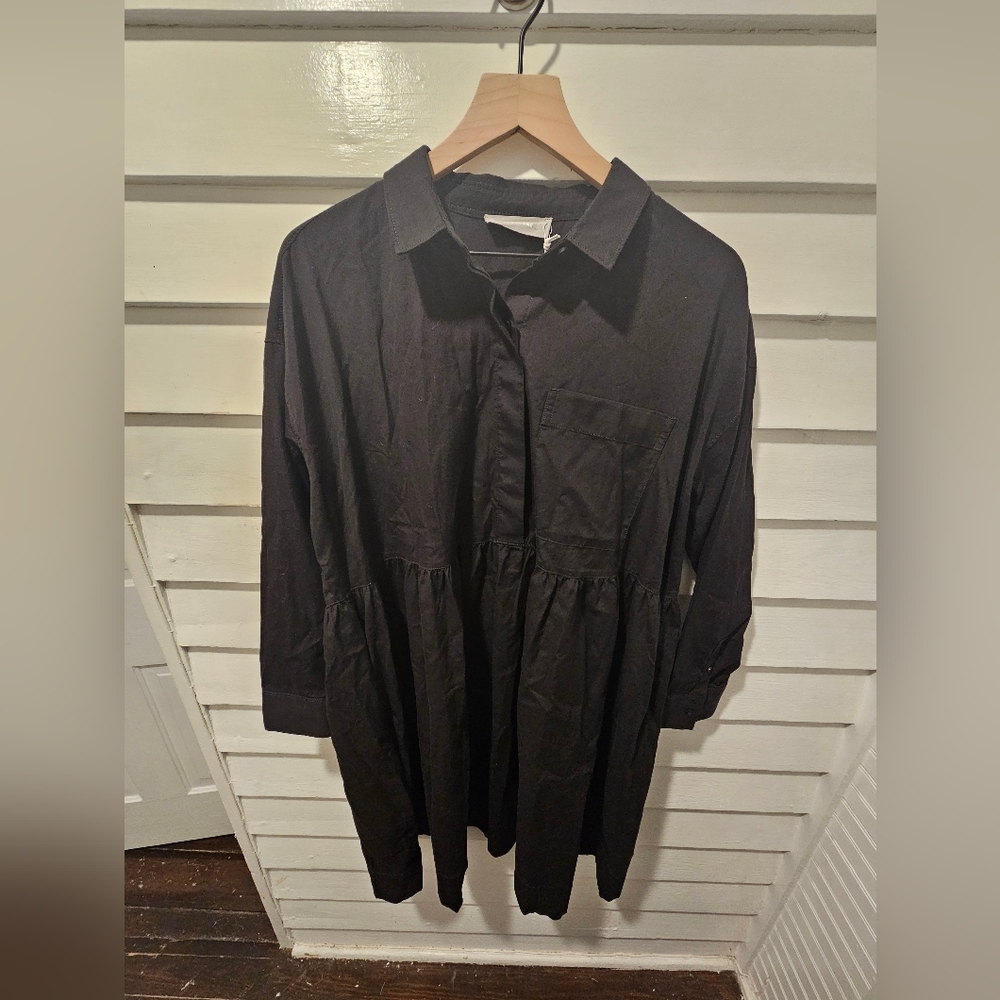 EVERLANE POPLIN BLACK DRESS